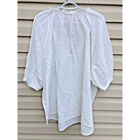 knox rose Women's Plus Puff Elbow Sleeve Top white eyelit top size 2X NWT - Picture 5 of 10